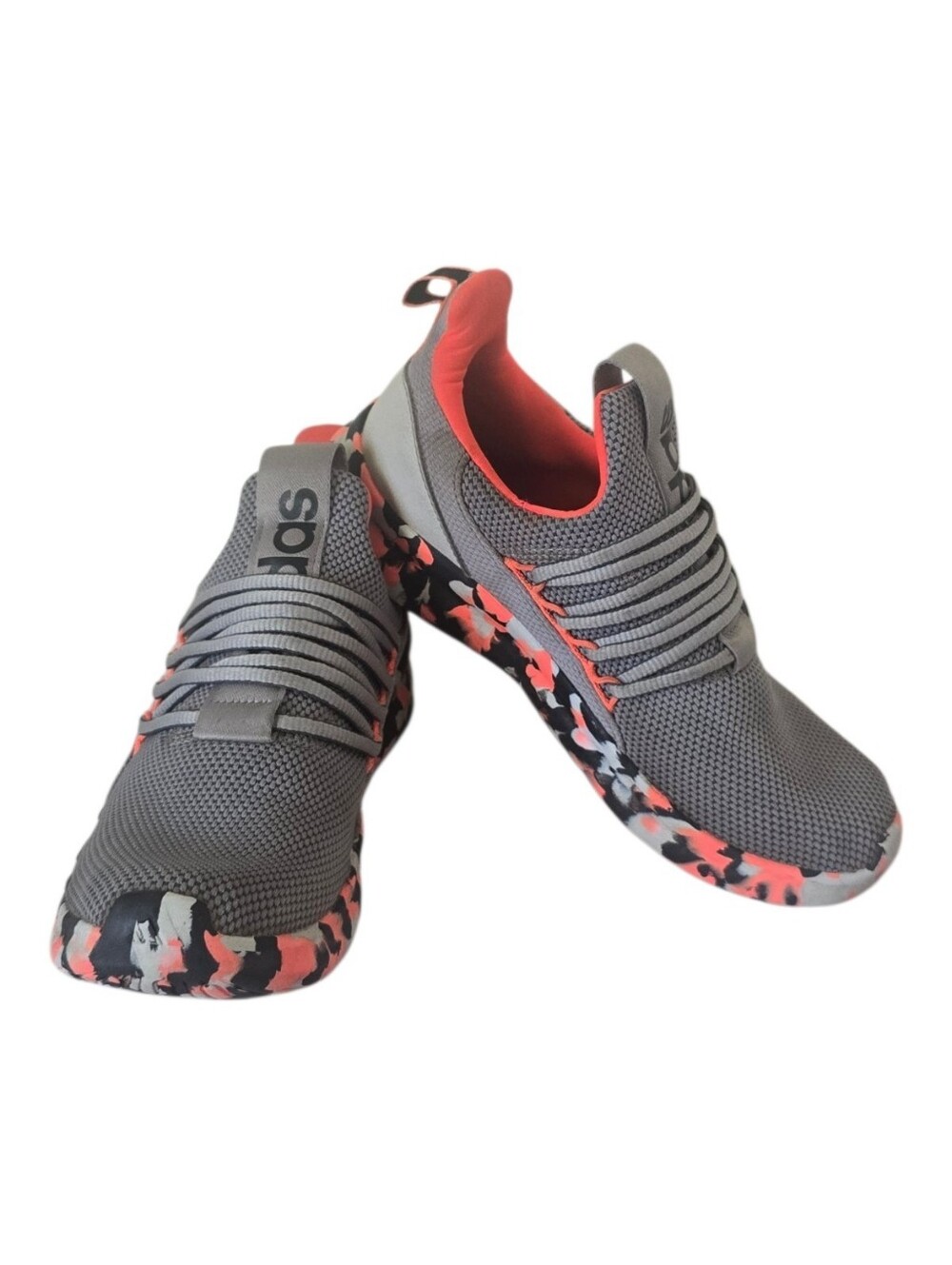 adidas Lite Racer Adapt  Grey Solar Red Slip-On Sneakers Size 6